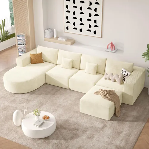 Vista 30 de Sofá cama modular, sofás de nube convertibles para sala de estar, 2 tumbonas de pana sin hueso, sofá cama de gran tamaño para dormitorio,