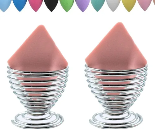 Vista 7 de LanMa Beauty - Soporte para esponja de maquillaje (2 unidades), color plateado