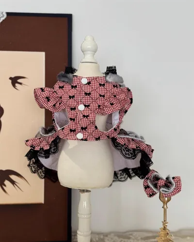 Vista 159 de Moda Vestido de Princesa de Encaje para Perro Cachorro Dulce para Perro EXTRAL Pequeño y Pequeño A-Negro XX-Pequeño