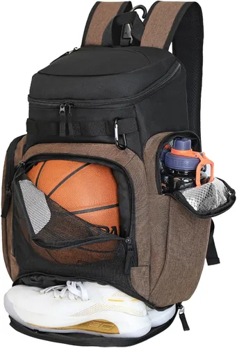Vista 13 de LARIPOP Mochila de Baloncesto Grande Bolsa Deportiva, Bolsa de Gimnasio con Compartimento para Balón y Compartimento para Zapatos para Almacenar
