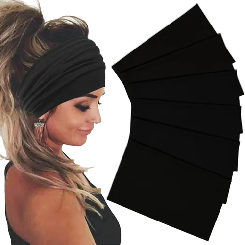 Sefiinh Diademas anchas para mujer, diadema elástica, estilo bohemio, banda para el pelo para mujer, turbante, entrenamiento, accesorios para el