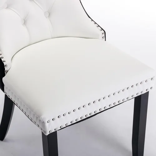 Vista 37 de Juego de 2 sillas de comedor modernas para sala de estar, cocina, patas de madera maciza, cojín acolchado de tela de lino, asiento y respaldo