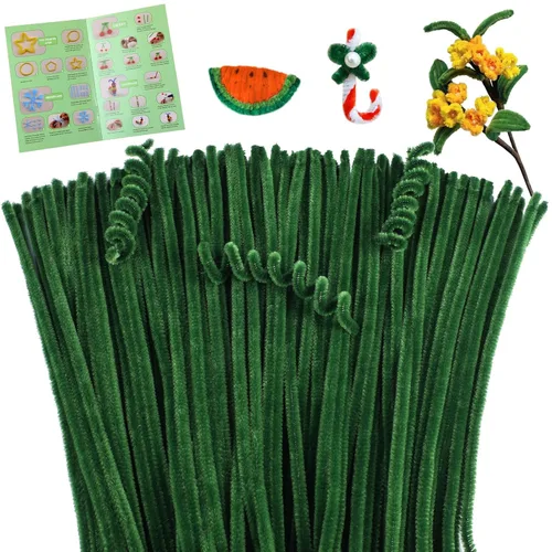Giwrmu 100 piezas de tallos de felpilla para limpiar tubos, color verde militar, suministros de manualidades para el día de la madre, creativos