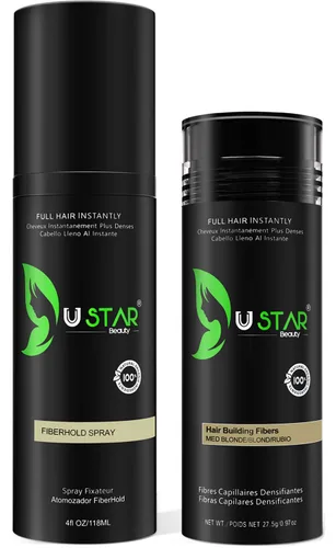Vista 22 de Fibras de construcción del cabello, 2.73 oz, USTAR 5 en 1 fibras de cabello para adelgazar el cabello con spray de sujeción para un aspecto más
