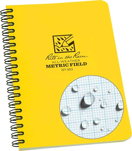 Vista 22 de Rite in the Rain Cuaderno resistente a la intemperie con espiral lateral, 4.625 x 7 pulgadas, cubierta negra, patrón universal (No. 773)