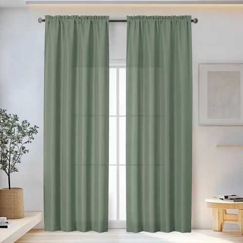 Vista 43 de OWENIE Bob Juego de 2 Paneles de Cortinas Negras de Cocina para Ventanas de 36 Pulgadas de Largo, Cortinas Cortas de Café con Textura de Lino