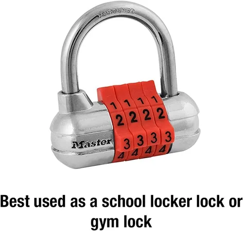 Vista 2 de Master Lock Establece tu propio candado de combinación, cerraduras de armario de gimnasio con código para asegurar objetos de valor en interiores