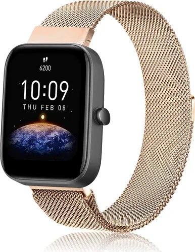 Vista 10 de Amzpas Bandas de metal para Amazfit Bip U Pro/Bip U/Bip 3 Pro/Bip 3/Bip S / Bip S Lite/Bip Lite, correa de repuesto ajustable de acero inoxidable