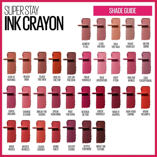 Vista 5 de Maybelline Super Stay Ink Crayon lápiz labial, lápiz labial mate con punta de precisión con sacapuntas integrado, larga duración de hasta 8 horas