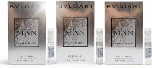Bvlgari Man Rain Essence EDP Lote de 3 mini frascos de muestra de aerosol cada uno 0.05 fl oz/0.1 fl oz cada uno