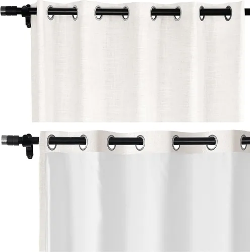 Vista 2 de Fcosie Cortinas opacas para dormitorio, cortinas de lino, 2 paneles de cortina con aislamiento térmico con ojales, cortinas de ventana con reducción