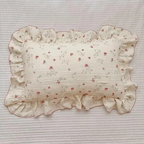 Vista 37 de BuLuTu Funda de almohada de muselina de algodón para niños pequeños con bonito patrón de flores de azalea, súper suave, funda de almohada para cuna