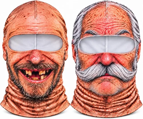 Vista 12 de Realistic Funny Ski Mask for Men Women, Old Man Frosty Face Ski Mask A1+a3