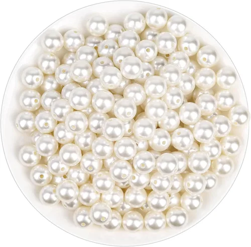 Vista 10 de Cuentas de perlas para manualidades, Anezus 2000 piezas de perlas de imitación de marfil, cuentas de perla pequeñas de 4 MM con agujeros para hacer