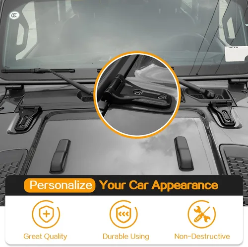 Vista 4 de Hoolcar Cubierta de bisagra del capó del motor, accesorios de decoración exterior compatibles con Jeep Wrangler JL JLU y Gladiator JT 2018-2022