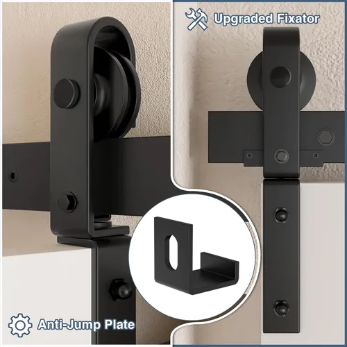 Vista 3 de DonYoung Kit de herrajes para puerta de granero plegable de 40 pulgadas para 2 puertas, rodillo de montaje lateral resistente para un deslizamiento