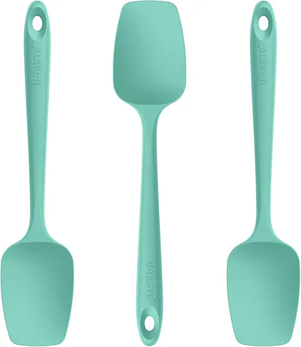 U-Taste Juego de espátulas de silicona para cucharas: 480ºF resistente al calor de grado alimenticio flexible de goma flexible, antiadherente, para