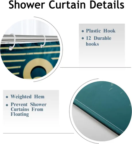 Vista 3 de Shower Curtain Anchor Nautical Pirate Ocean Themed Coastal Bathroom Cloth Fabric Water Resistant Weighted Decorative Shower Curtain Set with