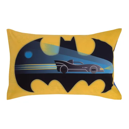 Vista 3 de Warner Brothers Batman The Caped Crusader - Juego de sábanas de 2 piezas para niños pequeños, sábana bajera ajustable y funda de almohada reversible