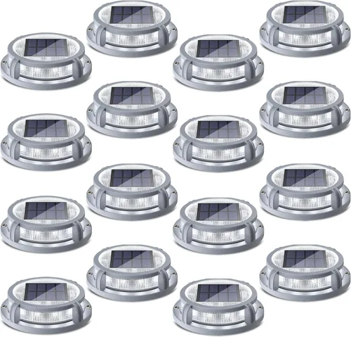 Vista 8 de Siedinlar Luces solares de cubierta para exteriores, 2 modos, 16 LED, marcadores de entrada, luz de muelle, alimentada por energía solar