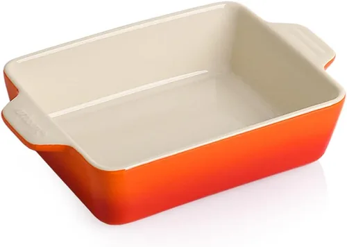 Vista 13 de Sweejar Plato de Cerámica para Hornear, Bandeja Rectangular Pequeña para Hornear con Asas Dobles, 20 Oz para Cocinar, Brownie, Cocina, 6.5 x 4.9 x