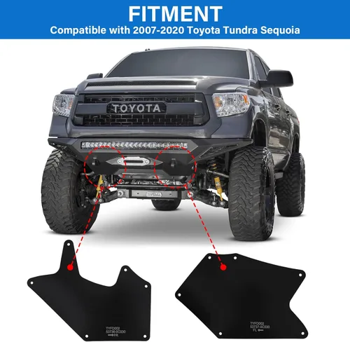 Vista 3 de Tutor Auto Protectores de Guardabarros contra Salpicaduras con Clips Compatibles con Toyota Tundra Sequoia 2007-2020 - Reemplaza 537370C030