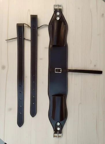 Vista 2 de Western Leather Cinch Billets and Back Girth Strap Adjustable Saddle Flank Cinch with Stainless Steel Buckle Durable Horse Riding Tack