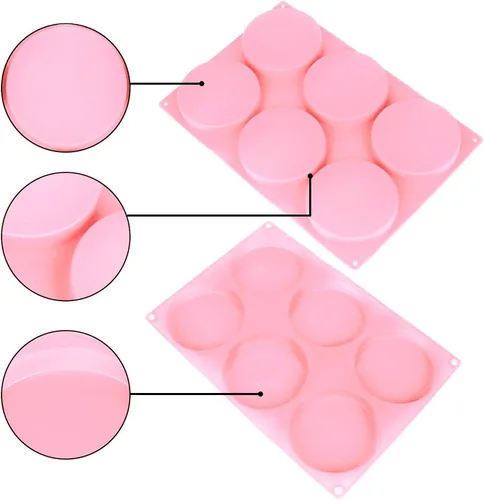 Vista 6 de Moldes de silicona para tartas grandes de 6 cavidades, molde de resina de disco redondo de silicona, moldes antiadherentes para hornear, molde