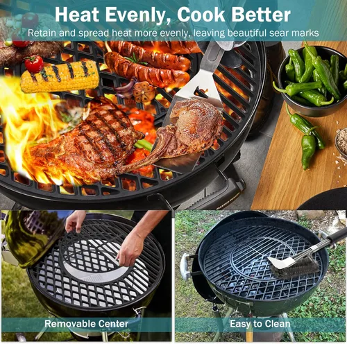 Vista 5 de Criditpid 8835 Rejillas de hierro fundido de repuesto para parrillas de carbón Weber de 22.5 pulgadas, hervidor, intérprete Premium, Master-Touch