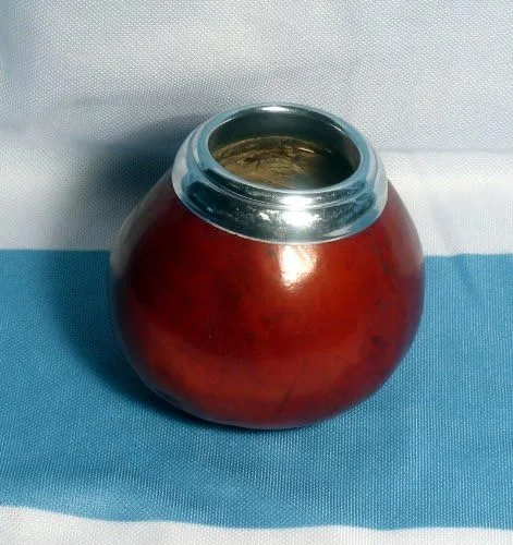 Vista 3 de Mate Calabaza Yerba Cup Con Bombilla Set Acero Inoxidable Hecho A Mano Argentina
