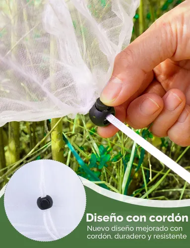 Vista 5 de Red de pájaros para protección de jardín - Juego de 4 redes de jardín con cordón, barrera de plagas, 3.3 pies x 2.7 pies, red de mosquitos, cubierta