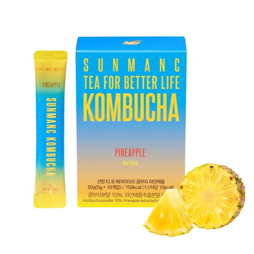 Vista 8 de SUNMANC Kombucha 10 sobres, bebida fermentada probiótica con burbujas, mezcla de bebida en polvo conveniente, té en polvo, bajas calorías, azúcar