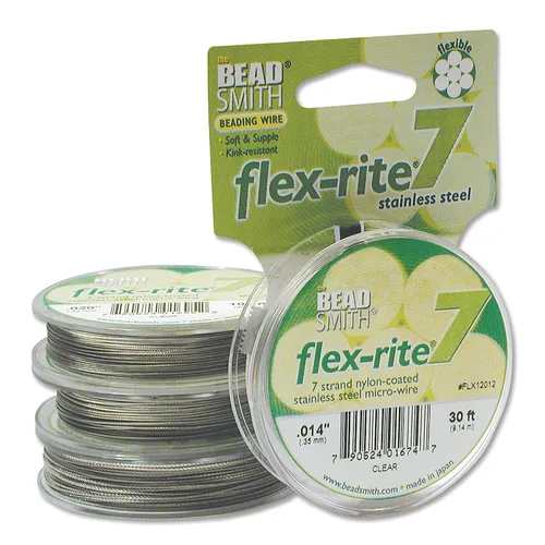 Vista 23 de The Beadsmith Flex-Rite 7 hebras de nailon recubierto de nailon, alambre de cuentas de acero inoxidable, suministro de fabricación de joyas