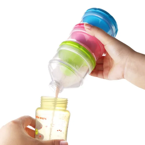Vista 4 de Accmor Dispensador de fórmula para bebés, dispensador de fórmula apilable antiderrames sobre la marcha, recipientes de aperitivos para bebés