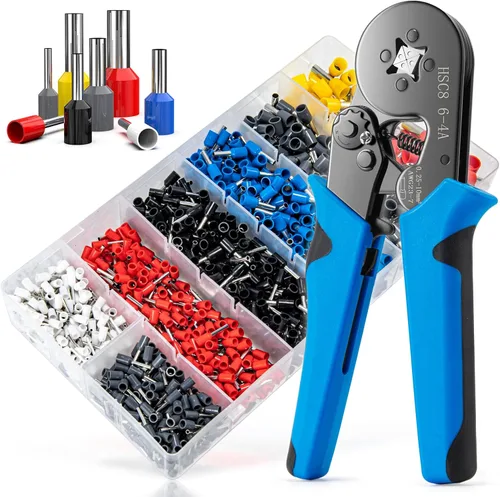 Kit de Herramienta de Crimpado de Férulas, Alicate Crimpador LUNEY con Kit de 1250 Férulas de Alambre Terminales de Extremo de Alambre, Juego de