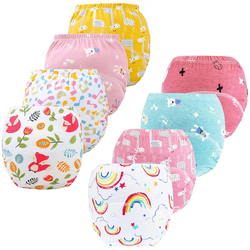 Pantalones de entrenamiento para ir al baño para niños y niñas, ropa interior de entrenamiento con diseños de aprendizaje (8 paquetes, 2-4T)