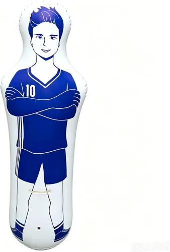 Maniquí de fútbol inflable, maniquí de entrenamiento portátil con base de arena de agua rellenable para práctica de baloncesto de fútbol juvenil Azul