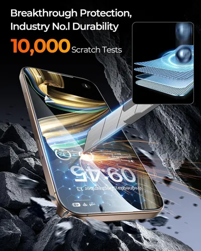 Vista 5 de MRGLAS TOP 9H+ - Paquete de 4 protectores de pantalla de vidrio para iPhone 12 Pro Max, protector de pantalla de privacidad con protector de lente