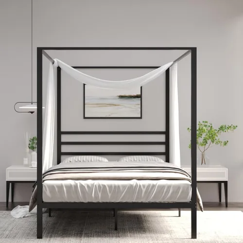 Vista 10 de Golden Gate Beds, base de cama de plataforma de metal, resistente, base de colchón de acero resistente, no necesita somier, fácil montaje, base Negro