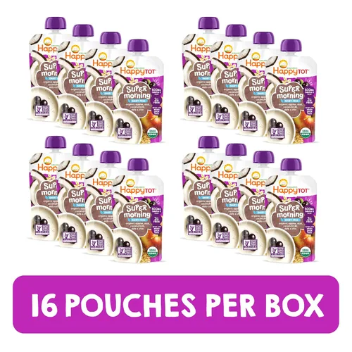 Vista 3 de Happy Tot Organics Super Morning Stage 4 - Alimento sin lácteos, con leche de coco y avena de Apple Acai + Super Chia, bolsa de 4 onzas