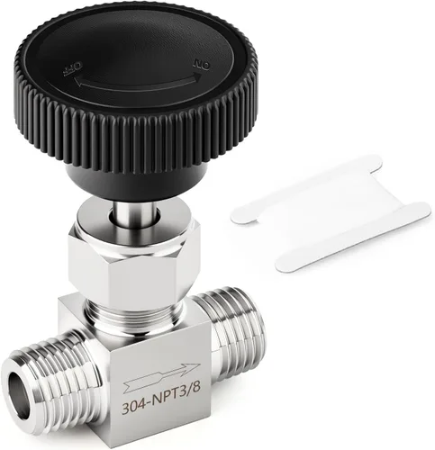 Vista 21 de TAISHER 1 pieza Válvula de aguja de 90 grados de acero inoxidable 304 1/2" NPT macho x 1/2" NPT hembra para control de flujo de agua, gas y aceite