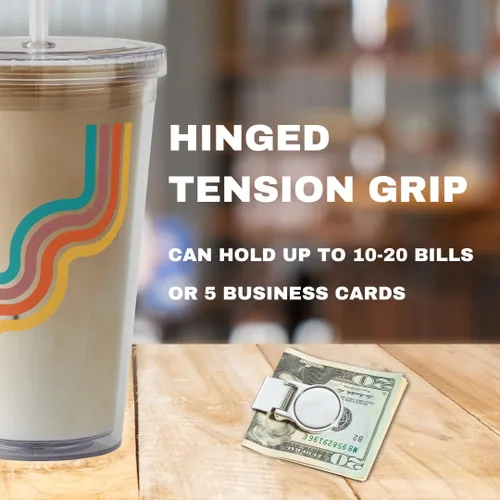 Vista 3 de Visol Clip de dinero con bisagras personalizado con grabado de monograma de círculo, plateado