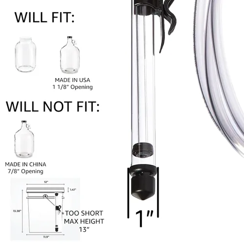 Vista 4 de Fermtech - Mini sifón automático con tubo y abrazadera seguros para alimentos de 6 pies - Fácil preparación casera, kit de elaboración de vino