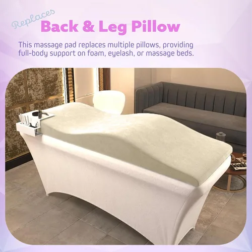 Vista 6 de Cubrecama de pestañas – Almohadilla ergonómica de espuma viscoelástica con funda de felpa, cojín de mesa de spa para técnico de pestañas, colchón