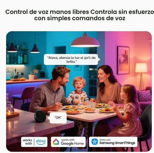Vista 5 de TREATLIFE Bombillas inteligentes, bombilla LED inteligente A19 con certificación UL, WiFi Bluetooth que cambia de color, bombilla inteligente LED