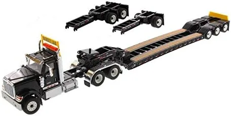 para tractor internacional HX520 Tandem Day Cab con remolque XL 120 Lowboy en negro 1/50 DIECAST modelo acabado camión