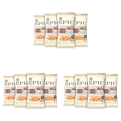 Vista 9 de EPIC Chicharrones de cerdo con sal rosa del Himalaya, amigables para dieta keto, 4 unidades en caja, bolsas de 2.5oz (Paquete de 4)