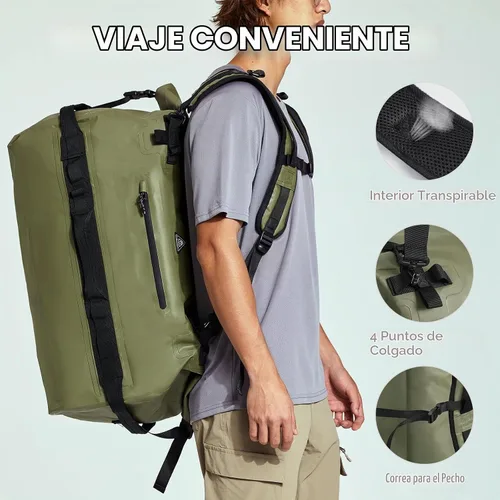 Vista 4 de Haimont Mochila Duffel Grande Impermeable con Parte Superior Enrollable, Bolsa Duffel Seca de Servicio Pesado para Navegación, Viajes, Camping