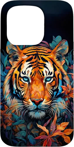 Vista 13 de Funda para iPhone 13 Acuarela Cara de Tigre Animal Salvaje Gato Grande