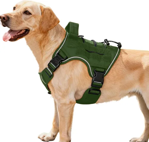 Vista 51 de Arnés táctico para perros grandes, chaleco reflectante ajustable sin tirones con sistema Molle, control de grado militar K9 para entrenamiento